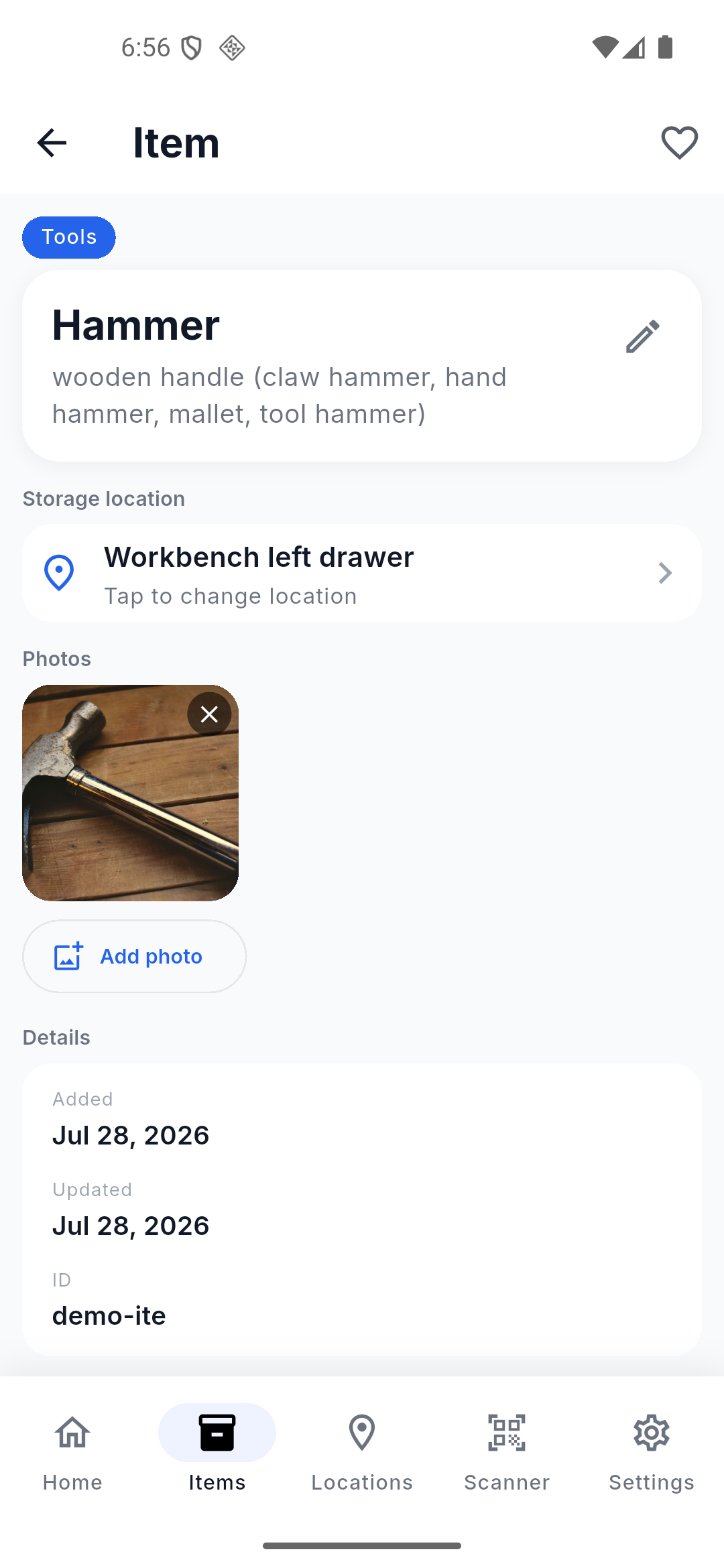 App screenshot: item_detail