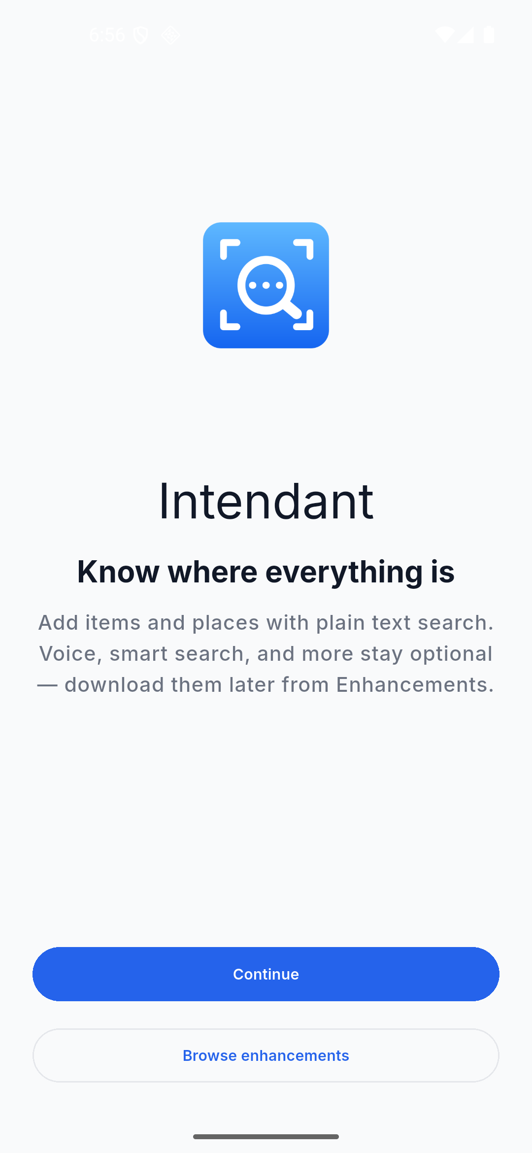 App screenshot: onboarding